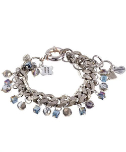 Silver-plated link bracelet with crystal detailing. - Maiden-Art