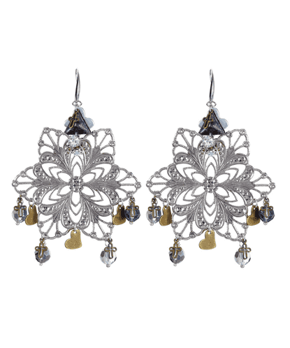 Chandelier Earrings with sparkling beads and charms. Oversized Earrings. - Maiden-Art