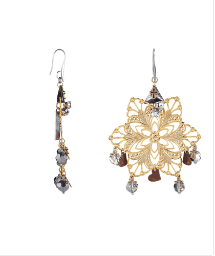 Chandelier Earrings with sparkling beads and charms. Oversized Earrings. - Maiden-Art