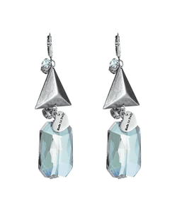 Dangle and drop earrings with triangle studs and rhinestones. - Maiden-Art