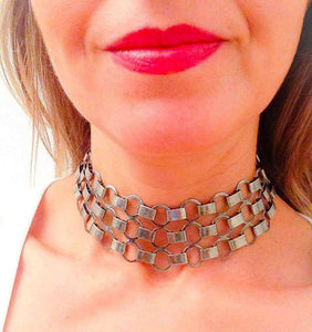Choker with studs. Choker necklace, boho necklace, bohemian jewelry, statement necklace, trendy jewelry, in 2 Colors. - Maiden-Art