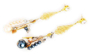 Dangle and drop earrings with pearls and crystals - Maiden-Art