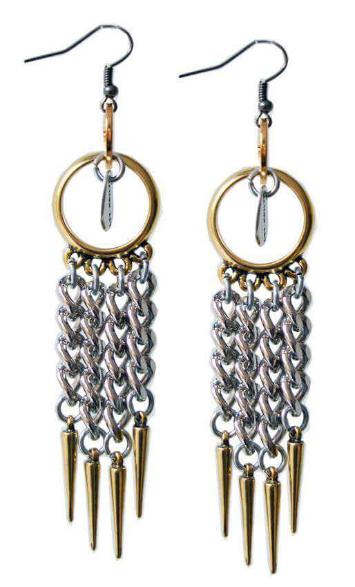 18kt Gold Plated and Silver Plated Chandelier earrings with studs. Curb chain earrings. - Maiden-Art