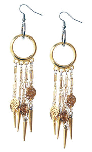 Chandelier earrings in 18kt gold plated flower chains with studs - Maiden-Art