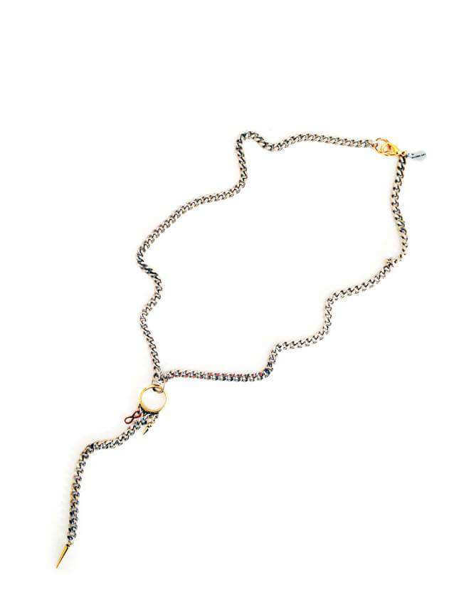 Lariat necklace with studs in silver - Maiden-Art