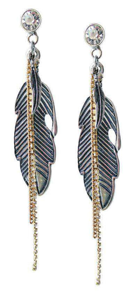 Dangle and drop earrings with big feathers. - Maiden-Art