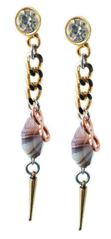 Earrings with agate stone and studs in 2 colors available. - Maiden-Art