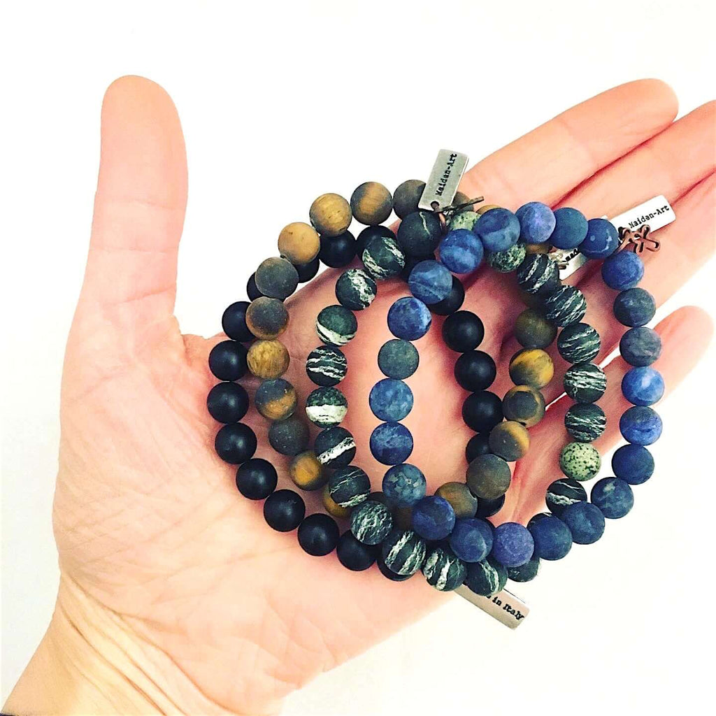 Double Color Bracelet For Men And Women / Beads Stone Bangle