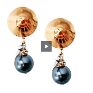 Clip on earrings with black pearls, rhinestones, brass and charms. Boho chic earrings, Boho chic jewelry - Maiden-Art