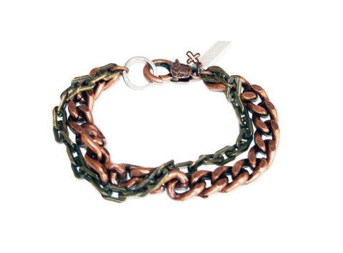 Mens multi chain bracelet in brass and copper - Maiden-Art