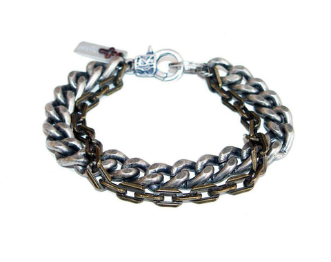 Mens multi chain bracelet in brass and silver - Maiden-Art
