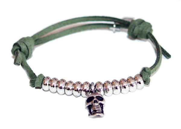 Mens green skull bracelet - Maiden-Art
