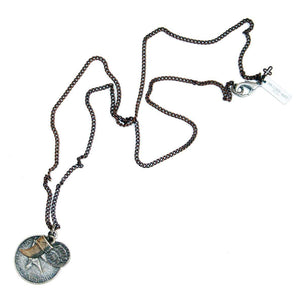 Mens coins and horn chain necklace - Maiden-Art