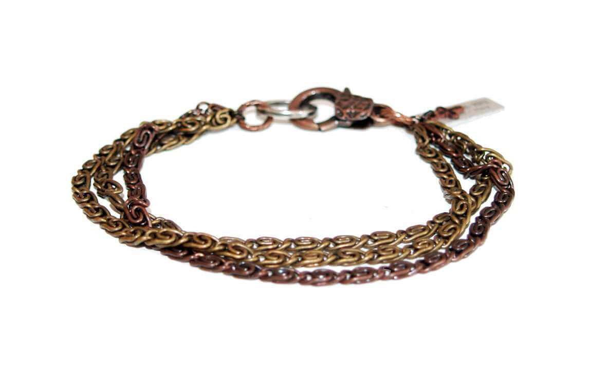 Mens multi chain copper and brass bracelet - Maiden-Art