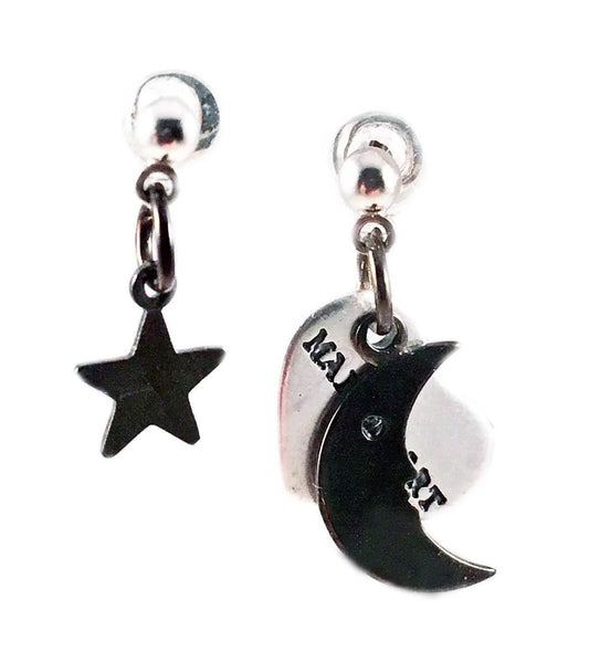 Star and Moon Earrings. Perfect for parties, summer time and gift for her. In 2 Colors. - Maiden-Art