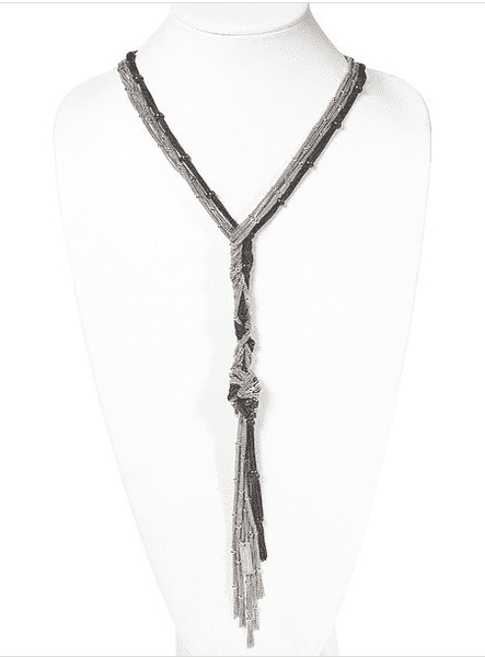 Black Gold & Silver Lariat & Y Necklace. Silver Lariat Necklace. - Maiden-Art