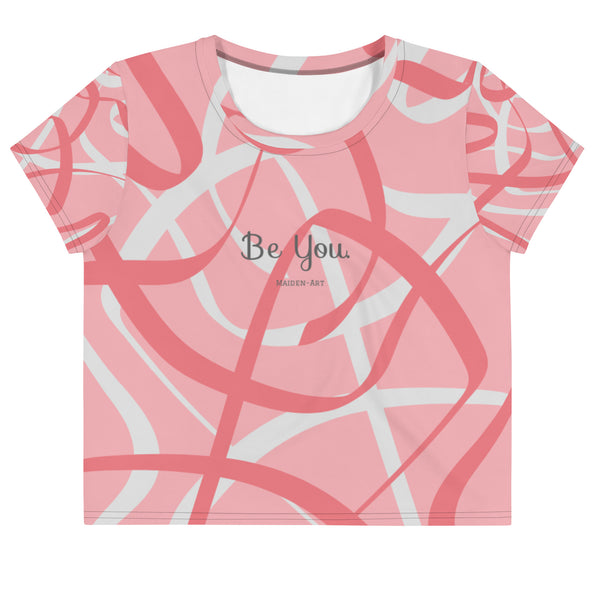 "Be You" All-Over Print Crop Tee - ABSTRACT ROSE. - Maiden-Art