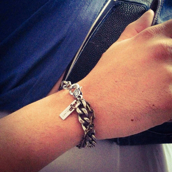 Mens multi chain bracelet in brass and silver - Maiden-Art