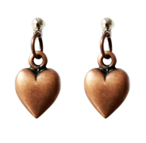 Heart stud earrings in brass. Perfect for valentines day, valentines day gift, gift for her. - Maiden-Art