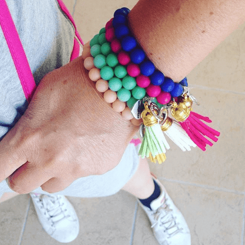 Colorful beaded bracelet with suede tassel. 5 Colors Available. - Maiden-Art