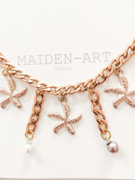 Statement Choker with Shell, Starfish Charms and Pearls. - Maiden-Art