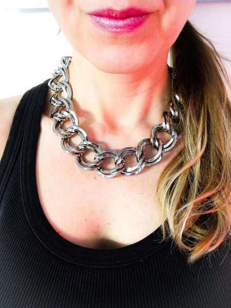 Silver statement choker necklace. Perfect for parties, summer time and gift for her. - Maiden-Art