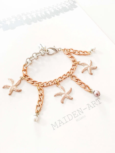 Statement Bracelet with Starfish Charms and Pearls - Maiden-Art