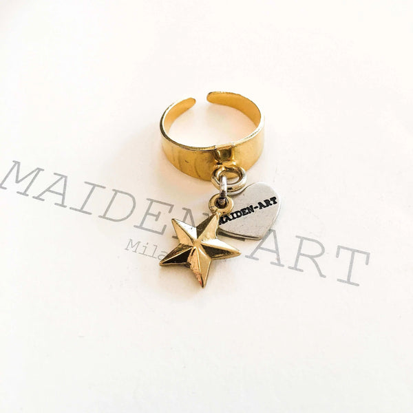 Star Ring in Gold. Stackable rings. Star Jewelry, Charm Ring. - Maiden-Art