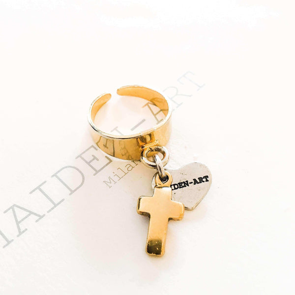 Cross Ring in Gold. Cross ring gold, Cross Jewelry, Gold Cross jewelry. - Maiden-Art