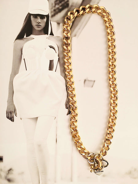 18kt Gold plated brass Curb Chain Necklace and rudder clasp. Rudder clasp necklace. - Maiden-Art
