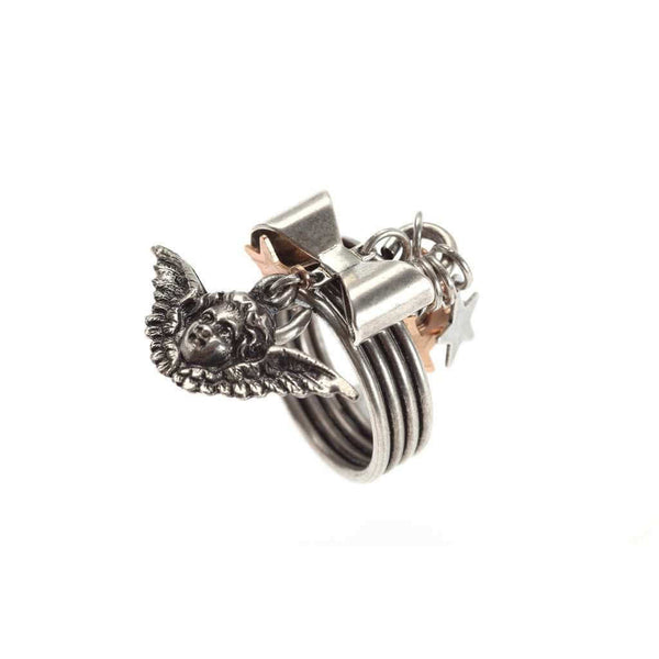 Cupid Charm Ring in Antique Silver Plated Brass. - Maiden-Art