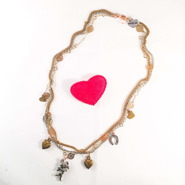 Heart and Cherub MultiCharms Necklace - Maiden-Art
