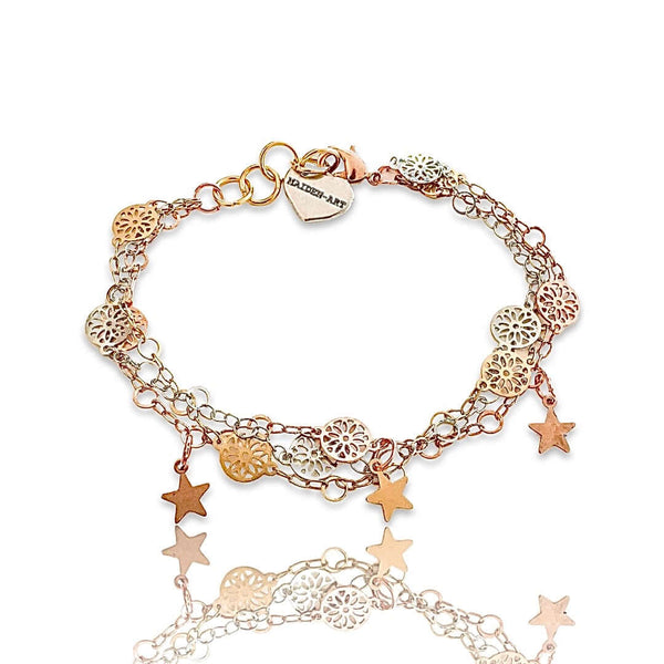 Lucky Charm Star Bracelet in 18kt Gold Plated, Rose Gold and Silver Plated Brass. - Maiden-Art
