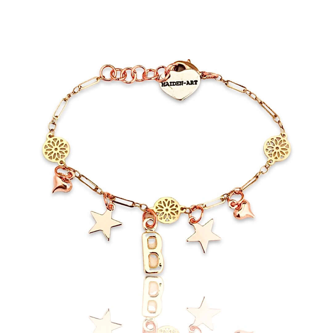 Initial Bracelet Gold for Women. Initial Bracelet Star - Maiden-Art