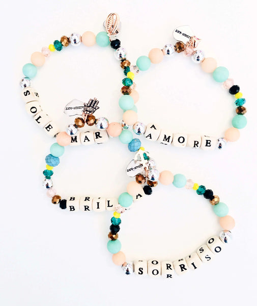 Summer Bracelets, colorful beads bracelets and positive messages - Maiden-Art