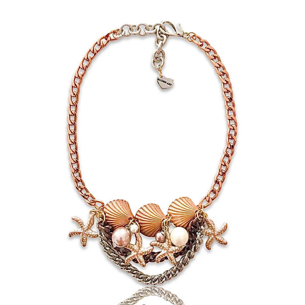 Statement Choker with Shell, Starfish Charms and Pearls. - Maiden-Art