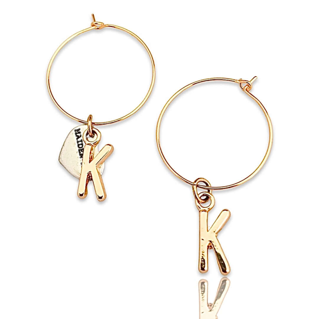 Initial Hoop Earrings Gold. Letter Hoop Earrings Gold. - Maiden-Art