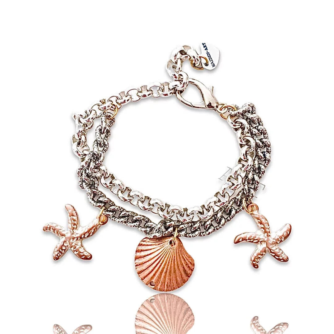Statement Bracelet with Shell and Starfish Charms. - Maiden-Art
