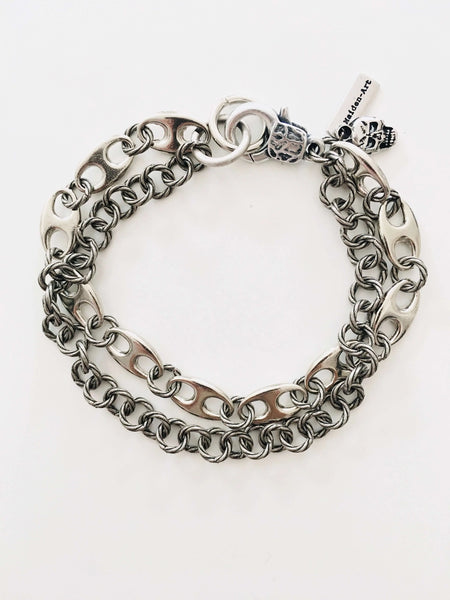 Silver and Copper Marine Link Chain Mens Bracelet, made in Italy, in 2 Colors. - Maiden-Art