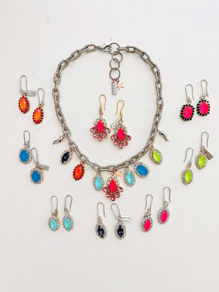 Colorful Statement Necklace with Rhinestones. - Maiden-Art