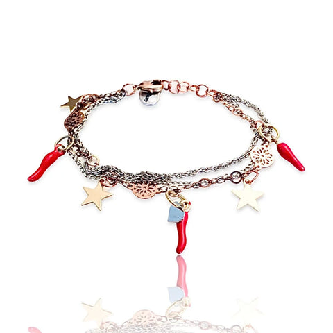 Red horn and gold star bracelet. - Maiden-Art