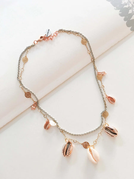 Seashells and 18kt Gold Plated Choker Necklace - Maiden-Art