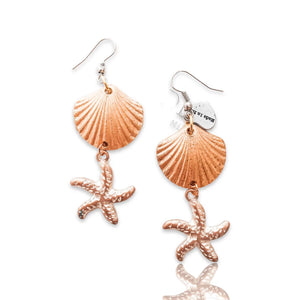 Statement Earrings with Shell and Starfish Charms - Maiden-Art