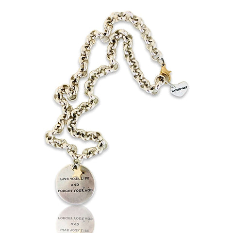 Message Necklace in Silver and Gold Star Charm - Maiden-Art