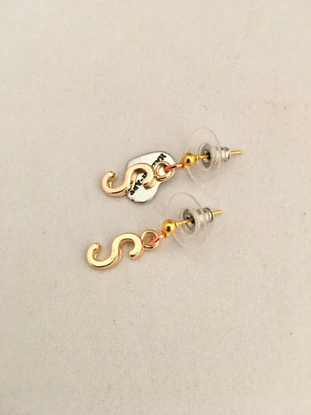 Initial Earrings Stud in 18kt Gold Plated Brass. Initial Earrings for Women. - Maiden-Art