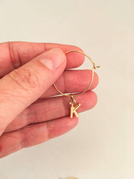 Initial Hoop Earrings Gold. Letter Hoop Earrings Gold. - Maiden-Art