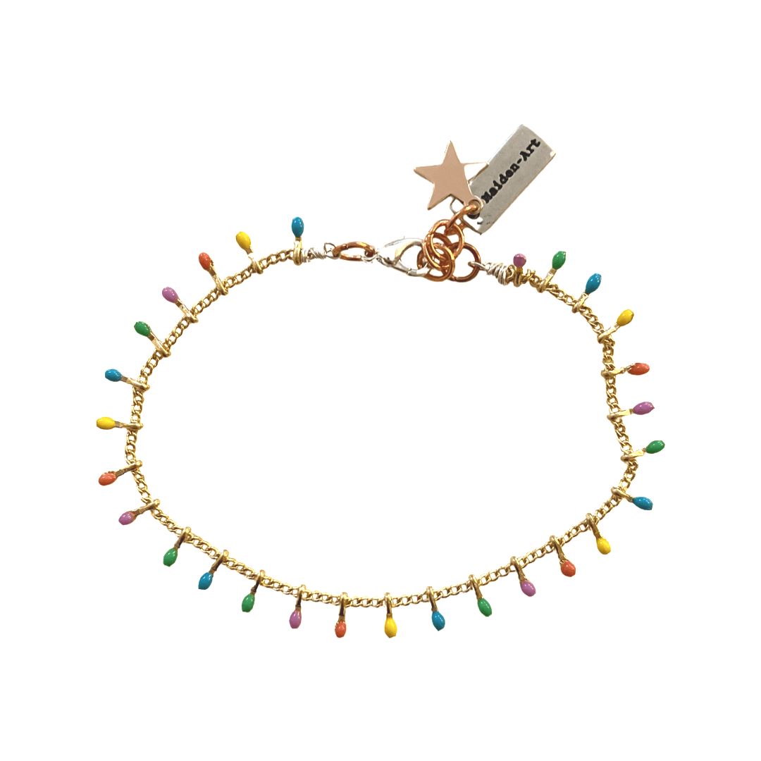 Boho Chic Bracelet with tiny pastel color drops - Maiden-Art
