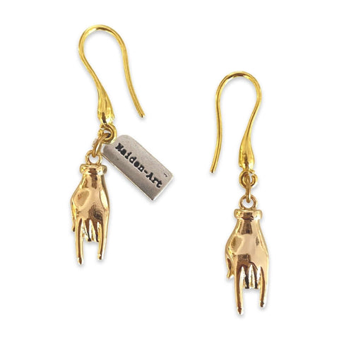 Lucky Earrings in Gold. Hand Making Horns Earrings in Gold. - Maiden-Art