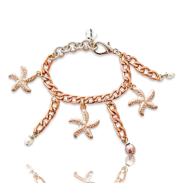 Statement Bracelet with Starfish Charms and Pearls - Maiden-Art
