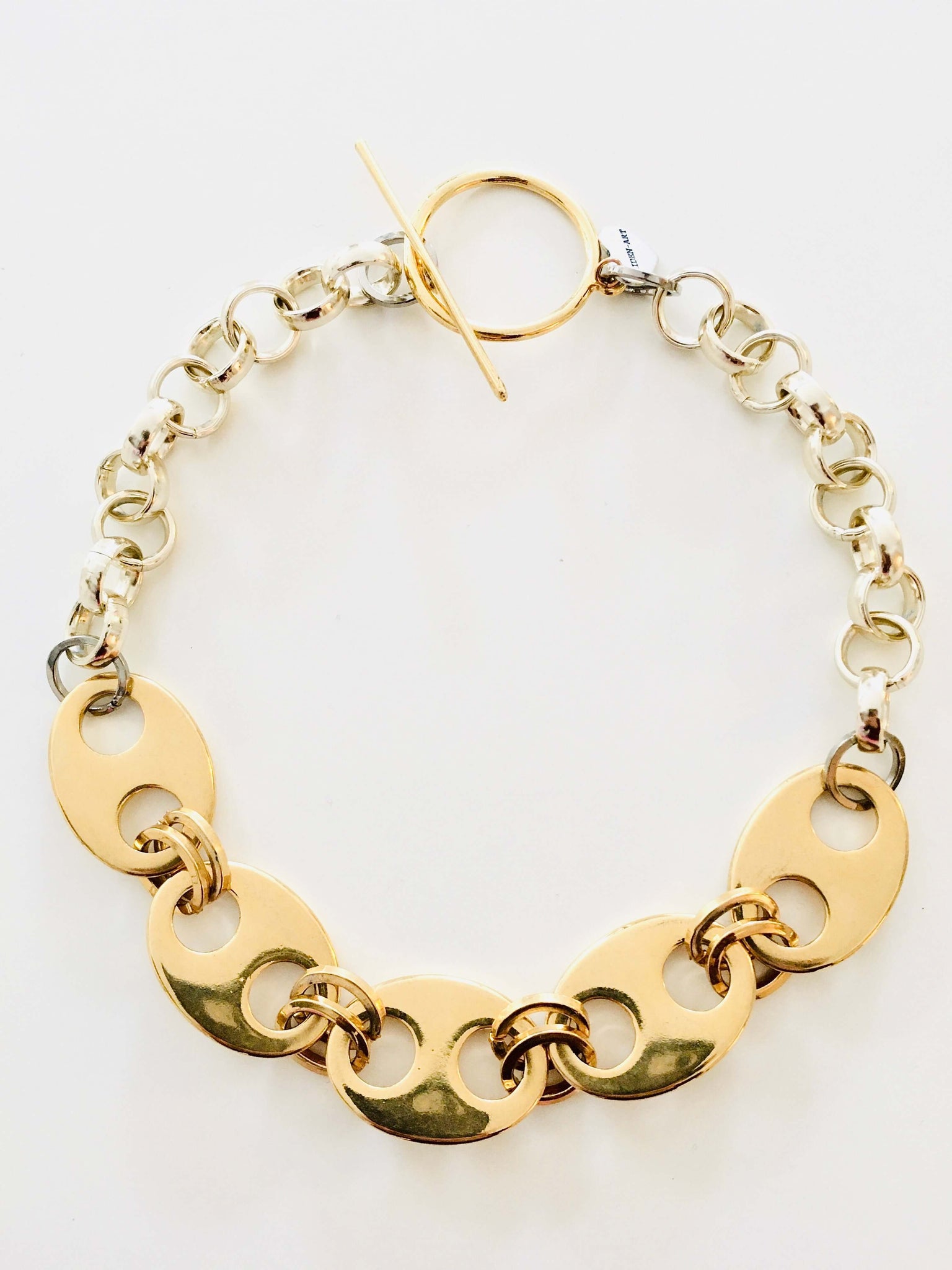 Gold Plated Oversized Marine Chain Necklace and Bracelet. - Maiden-Art